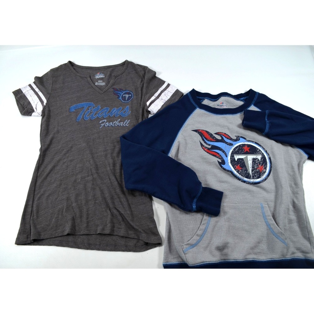 Majestic Fan Fashion Tennessee Titans Lot of 2 Gray Shirts Womens S NFL Football